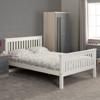 Monaco high foot end small double bed - white