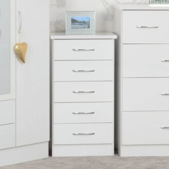 Nevada 5 Drawer Narrow Chest white