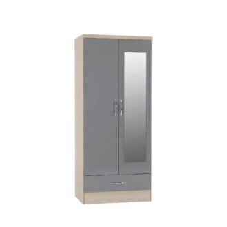 nevada grey 2 door mirrored wardrobe