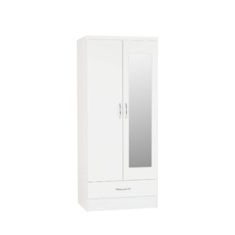 nevada white 2 door mirrored wardrobe