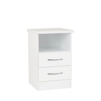 nevada white 2 drawer bedside locker