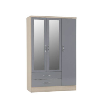 nevada 3 door wardrobe grey