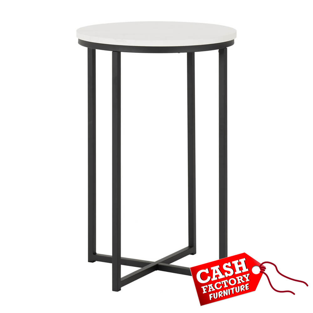 Dallas Side Table Marble/Black Effect Cash Factory Furniture