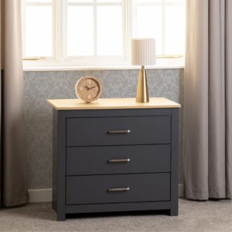 Portland 3 Drawer Chest - Grey Oak Effect