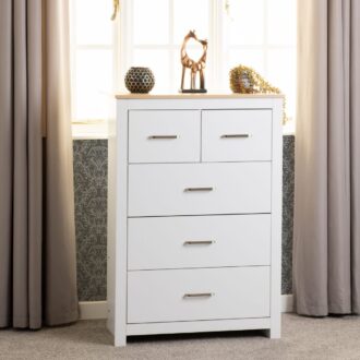 Portland 3+2 Drawer Chest - White