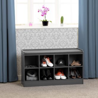 Portland Shoe Bench - Grey Steel Fabric