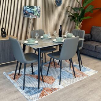 Riga 1+4 DIning Set - Grey